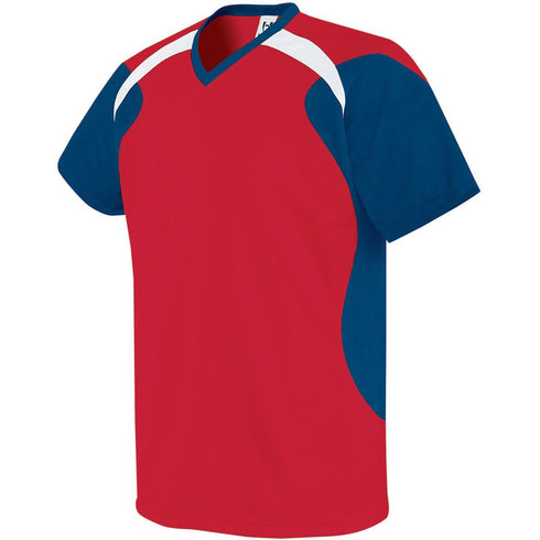 Russell Athletic Youth Tempest Soccer Jersey (322711-C), Color 'Scarlet/Navy/White'